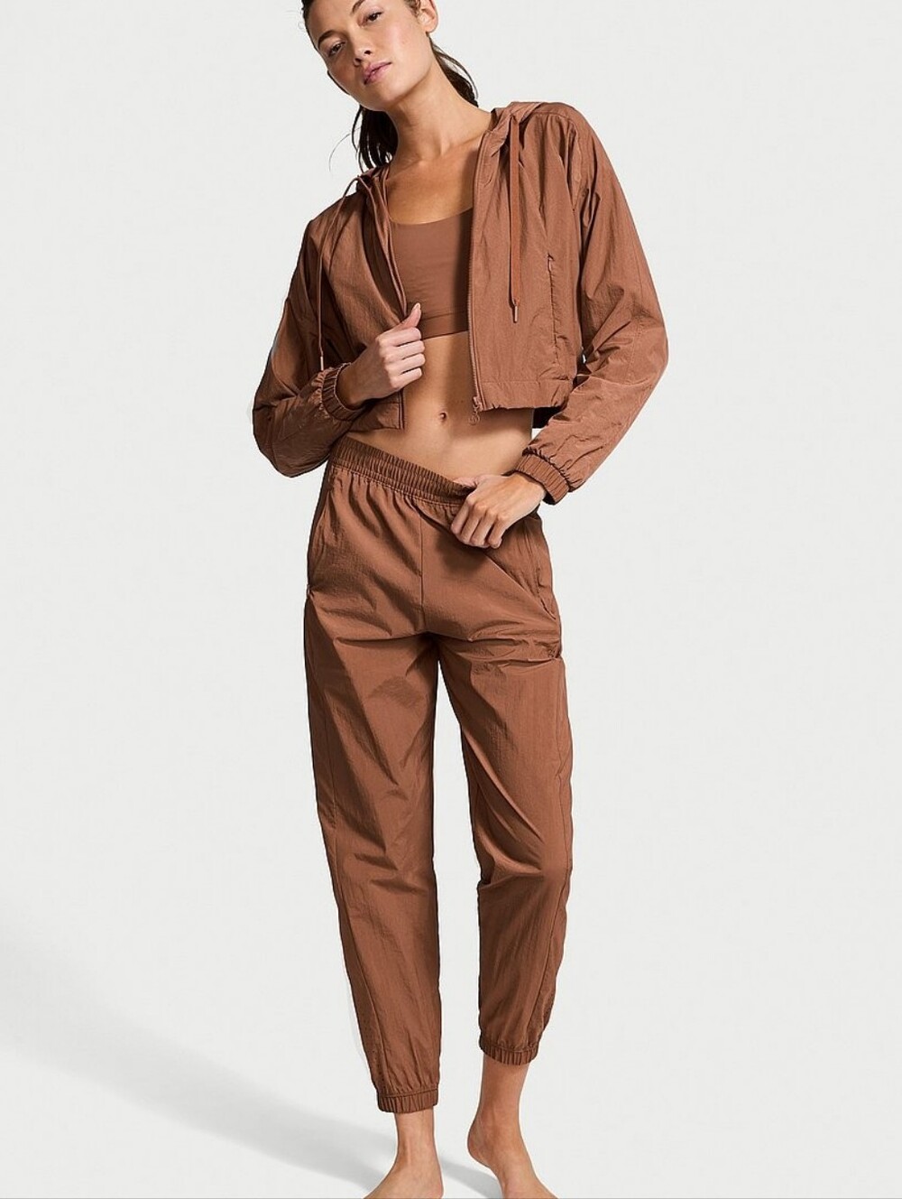 Victoria Secret LUX  Parachute Weekend Hole Jogger Pants - MOCHA